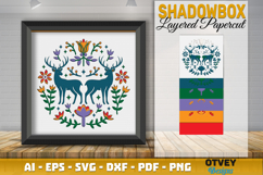Deer Folk Art Scandinavian 3D Shadow Box Layered Paperc Product Image 2