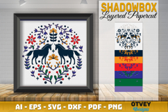 Horse Folk Art Scandinavian 3D Shadow Box Layered Paperc Product Image 1