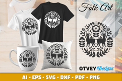 Llama Folk Art Scandinavian SVG Product Image 1