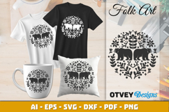 Bear Folk Art Scandinavian SVG Product Image 1