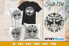 Whale Folk Art Scandinavian SVG Product Image 1