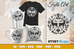 Deer Folk Art Scandinavian SVG Product Image 1