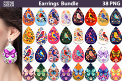 Folk Bird And Butterfly Floral Teardrop Earrings Bundle Product Image 1