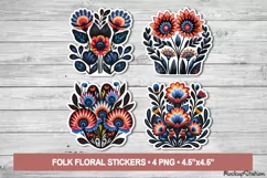 Flower Stickers | Folk Floral Printable PNG | Cottage Core Product Image 1