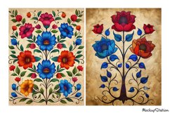 Vintage Folk Art Flowers Junk Journal Pages | Backgrounds Product Image 2