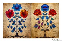 Vintage Folk Art Flowers Junk Journal Pages | Backgrounds Product Image 3