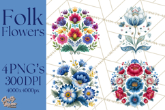 Polish Folk Botanical Clipart, Floral Animals Png Product Image 1