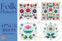 Polish Folk Botanical Clipart, Floral Animals Png Product Image 1