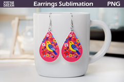 Folk Bird Floral Teardrop Earrings | Bird Botanical Earrings Product Image 1