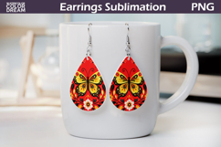 Folk Butterfly Floral Teardrop Earrings | Butterfly Flowers Product Image 1