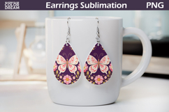 Folk Butterfly Floral Teardrop Earrings | Butterfly Flowers Product Image 1