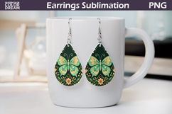 Folk Butterfly Floral Teardrop Earrings | Butterfly Flowers Product Image 1