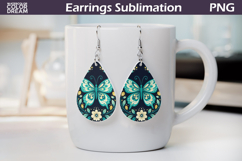 Folk Butterfly Floral Teardrop Earrings | Butterfly Flowers Product Image 1
