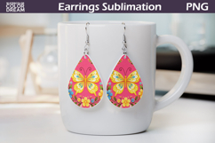 Folk Butterfly Floral Teardrop Earrings | Butterfly Flowers Product Image 1