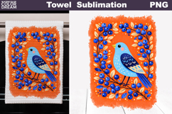 Folk Bird Floral Design | Towel Sublimation Product Image 1
