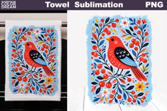 Folk Bird Floral Design | Towel Sublimation Product Image 1
