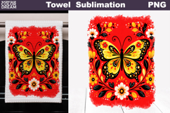Folk Butterfly Floral Design | Towel Sublimation PNG Product Image 1