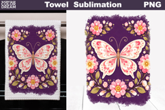 Folk Butterfly Floral Design | Towel Sublimation PNG Product Image 1