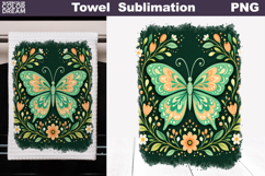 Folk Butterfly Floral Design | Towel Sublimation PNG Product Image 1