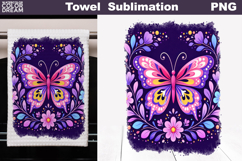 Folk Butterfly Floral Design | Towel Sublimation PNG Product Image 1