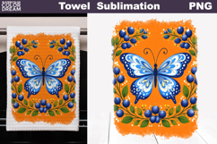 Folk Butterfly Floral Design | Towel Sublimation PNG Product Image 1