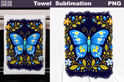 Folk Butterfly Floral Design | Towel Sublimation PNG Product Image 1