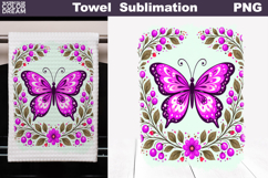 Folk Butterfly Floral Design | Towel Sublimation PNG Product Image 1