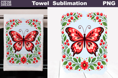 Folk Butterfly Floral Design | Towel Sublimation PNG Product Image 1