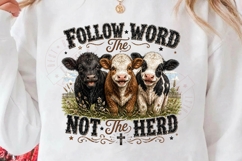 Follow the Word Not the Herd PNG Christian Cow Shirt, Farm F Product Image 2