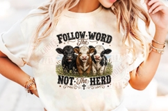 Follow the Word Not the Herd PNG Christian Cow Shirt, Farm F Product Image 3