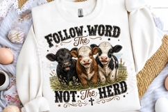 Follow the Word Not the Herd PNG Christian Cow Shirt, Farm F Product Image 4