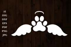 Pet Memorial Angel Wings SVG, Nimbus SVG, Pet Paw SVG Product Image 1
