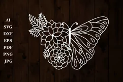 Flower Butterfly SVG. Floral Butterfly SVG. Flower SVG Product Image 1