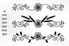 Christmas Dividers SVG. Christmas Poinsettia SVG. Product Image 2