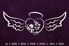 Angel Wings SVG, Heart with Wings SVG, T-shirt Design Product Image 1