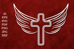 Cross Svg, Cross with Wings SVG, Memorial SVG, Angel Wings Product Image 1