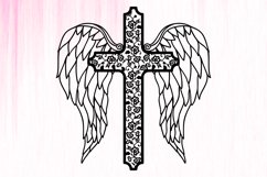 Angel Wings SVG, Flower Cross with Wings SVG, T-shirt Design Product Image 2