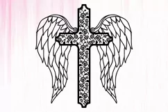 Angel Wings SVG, Flower Cross with Wings SVG, T-shirt Design Product Image 2