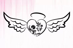 Angel Wings SVG, Heart with Wings SVG, T-shirt Design Product Image 2