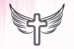 Cross Svg, Cross with Wings SVG, Memorial SVG, Angel Wings Product Image 2