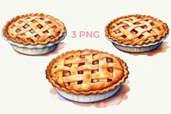 3 Apple Pie PNG Watercolor Clipart. Fall PNG Thanksgiving Product Image 2