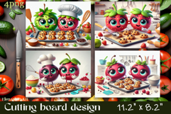 Watercolor food Design|Cutting Board Sublimation Product Image 1