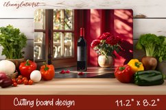 Red Flower Wine Design|Cutting Board Sublimation Product Image 1