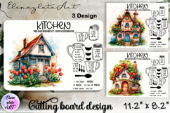Fairy mushroom house Cutting Board, Summer sublimation Product Image 1
