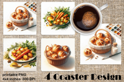 Easter food Coaster Design, carrots and buns PNG Product Image 1