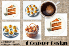 Easter food Coaster Design, carrots and buns PNG Product Image 1