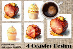 Easter food Coaster Design, carrots and buns PNG Product Image 1