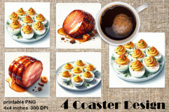 Easter food Coaster Design, carrots and buns PNG Product Image 1