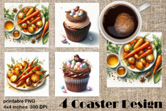 Easter food Coaster Design, carrots and buns PNG Product Image 1
