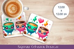 Girlfriends coffee mugs coaster, summer Sublimation Product Image 1